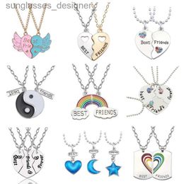 Pendant Necklaces Best Friend Necklace 2-Piece Pendant Necklace Good Friend Forever Necklace Choker Friendship BFF Men And Women Jewelry GiftL231222