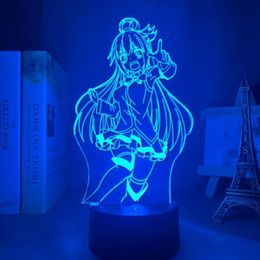 Night Lights KonoSuba Led Light Aqua Lamp For Bedroom Decor Birthday Gift 3d Anime287L