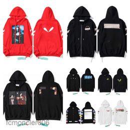 1 Dupes Reps Hoodrich Pull Long Sleeve Polo Hoodie Women Full Zip Y2k Up Mens Designer Hoddie Offwhite Felpa White 1T3V