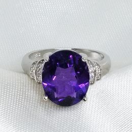 Wedding Rings MeiBaPJ Natural Amethyst Gemstone Fashion Ellipse Simple Ring for Women Real 925 Sterling Silver Fine Charm Jewelry 231222