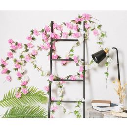 Wreaths Decorative Flowers & Wreaths Artificial Cherry Blossom Rattan Fake Vines Christmas Garlands DIY Autumn Wreath Wall Hanging Garden