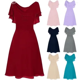 Casual Dresses Women Plus Size Formal Midi Dress Wedding Bridesmaid High-waist Party Ball Prom Gown Cocktail Solid Colour Summer Woman