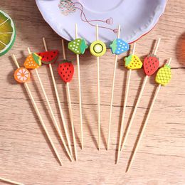 Forks 100PC 12cm Fruit Shape Pick Fork Buffet Cupcake Toppers Cocktail Wedding Festival Decorations Birthday Party Supplies