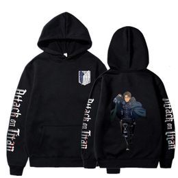 Anime Attack on Titan Hoodies Cool Levi Ackerman Pullover Haruku Graphic Print Hooded Sweatshirts Men Women Casual Loose Tops