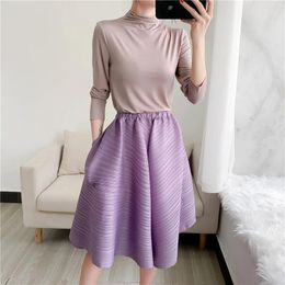 Women's Pants Woman Wide Leg Miyake Pleated Fashion High Street Solid Tight Waist Summer Loose Large Size Female Ankle-Length 2023