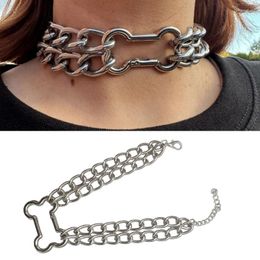 Pendant Necklaces Fashion Bone Chain Necklace Punk Neck Jewelry Hollow Alloy Material Suitable For Various Occasions