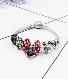 Wholesale-925 Murano Glass Cartoon Charm Bracelets For Women crystal Original DIY Jewelry Style Fit P with Crown3673625