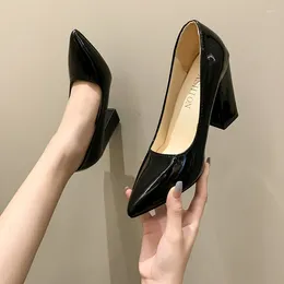 Dress Shoes 2023 Fashion All-match Big Size Pointed Toe Square High Heels 5cm-8cm Women Elegant Work Female