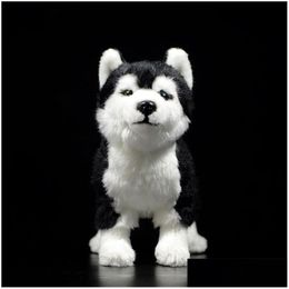 Stuffed Plush Animals 25Cm Siberian Husky Dog Toy W/ Brown/Blue Eyes Lifelike Alaskan Malamute Animal Toys Christmas Gifts 201212 Dhfsq