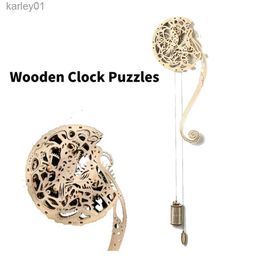 3D Puzzles Laser Cutting Wall Clock 3D Wooden Puzzle Toys DIY Assembly Kits Assemble Building Blocks Models for Adults Mechanical Bird Gear YQ231222