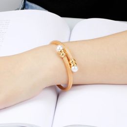 Latest Design Fashion Pearl Bracelet Jewelry Twisted Chain Italy Bangles jewelry Gold Color Bracelet For 231221