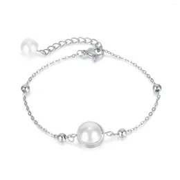 Link Bracelets European 316L Stainless Steel Fashion Pearl Bracelet Chain For Women Men Birthday Gift Jewelry