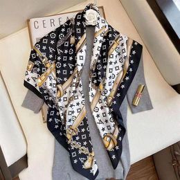Brand Designer Silk Scarf Female Foulard Bandana Long Shawls Wraps Winter Neck Scarves Pashmina Lady 90 and 90264k