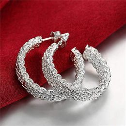 brand new Mesh sterling silver plated jewelry Necklace for women DN082 popular 925 silver earrings191m