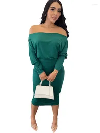 Work Dresses Szkzk Autumn Women's Set Off The Shoulder Long Sleeve Shirt And Midi Skirt High Waist Sexy Party Nightclub Two Piece Outfits