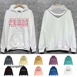 New 24ss Designer cashew flower spider alphabet print multi-color long-sleeved hoodie street loose pure cotton men women hoodie