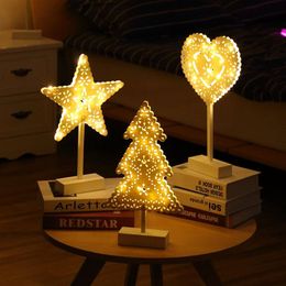 Creative LED Stars Table Lamp Christmas Tree Night Lights Desk Lamp for Home Festival Wedding Decor Night Lamp Battery Operated309i