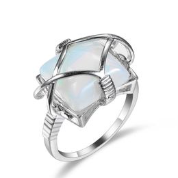 Whole Opal Rings For Women Crystal Gemstone White Stone Ring211G