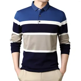 Men's T Shirts Male Long Sleeve Striped Casual Collared For Men Blank Shirt