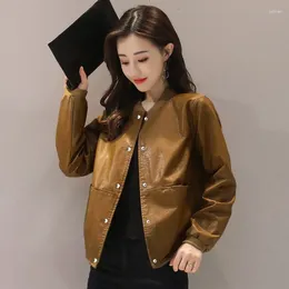 Women's Jackets Non-split Skin Short Leather Jacket Ladies Korean Loose Large Size Casual Foreign Women