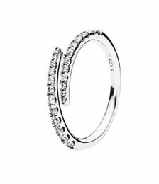 Authentic 925 Sterling Silver Lines of Sparkle Ring Women Girls Wedding designer Rings Original box set for New RING5280225