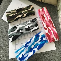 Camouflage Color Wool Knitted Headband Hair Wrap for Women Print military Elastic Turban Yoga Sport Headbands Headpiece 20pc240P