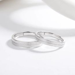 Wedding Rings 100% S925 Sterling Silver Couple Ring for Men and Women Super Sparkling Sky Star Plain Ring Pair Valentine's Day Gift 231222