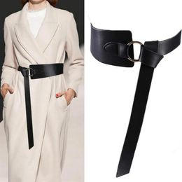 Belts Black Wide Corset Leather Belt Female Tie Obi Waistband Thin Brown Bow Leisure For Women Wedding Dress Lady257c