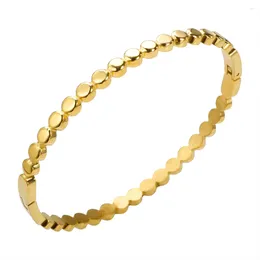 Bangle JINHUI High Quality Round Bead Weld Gold Colour 18 K Gold-plated Stainless Steel Waterproof Bracelet Trendy Women Jewellery