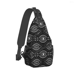 Backpack Black And White Evil Eye Shoulder Bags Greek Amulet Motorcycle Chest Bag Women Camping Designer Sling Retro Crossbody