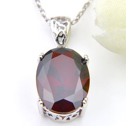 LuckyShine 925 Sterling Silver Pendant Necklaces Women's Easter Colares Ruby Jewellery Indian Garnet Gemstone Pendant Jewelry314l