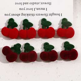 Charms Trendy 30pcs Cute Wool Velvet Fruit Cherry Shape Jewellery Charms Ornament Accessory 22*19mm Earring Necklace Pendants 231222