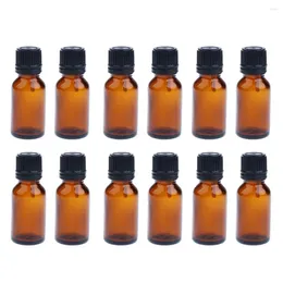 Storage Bottles Pack Of 12pcs Amber Mini Glass Brown Empty Refillable Bottle Small Essential Oil Perfume Vial - 10ml/ 15ml / 20ml