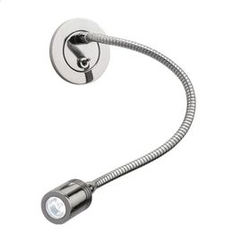 Lamps Topoch Over Headboard Reading Light Lamps Wall Recessed Slim Plate Flexible Arm On/Off Switch 3W LED Chrome Finish for Hotel Resid