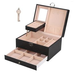 Bangle Jewellery Storage Box Double Layer Partition Large Capacity PU Leather Waterproof Case For Friends Household