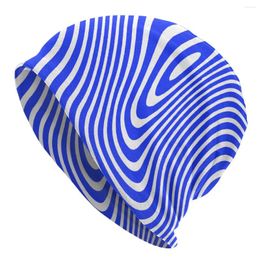 Berets Blue Zebra Caps Stripes Vintage Street Skullies Beanies Hats Unisex Female Summer Warm Dual-use Bonnet Knit Hat