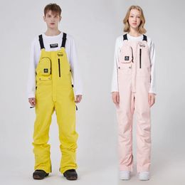 Outdoor Mountain Men Snow Jumpsuit Waterproof Woman Skiing Trousers Sport Women Ski Overalls Suspender Female Hiking Pants 231221