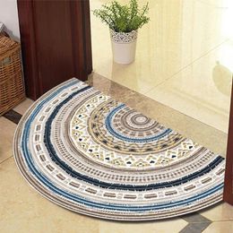 Carpets Floor Mat Bohemian Style Semicircle Carpet Strong Water Absorption Bathroom Shower Rug Non-slip Entrance Welcome Door