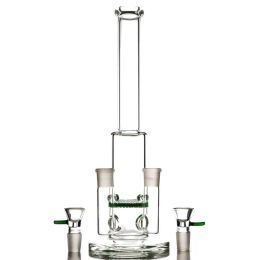Double Joints bong Hookahs honeycomb perc dab rig oil rigs smoking water pipes glass Bongs green classical ZZ