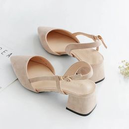 Heels 2022 summer New Word Baotou sandals Thick woman with Pointed Women's shoes