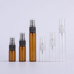 3ml 5ml 10ml Mini Refillable Perfume Bottle With Spray Scent Pump Empty Clear Amber Cosmetic Containers For Travel Wdamu