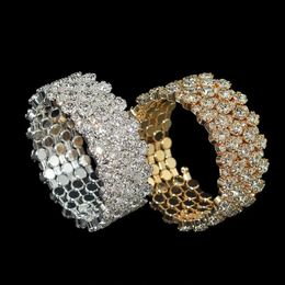 Multi layer Full Drill Arm Around Bracelets Bangles For Women Wedding Gift Gold Silver Plated Jewellery 231221