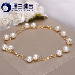 Chokers YS 18K Gold 5-5.5mm White Pearl Necklace China Freshwater Pearl Necklace Jewellery 231222