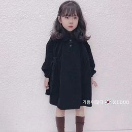 Girl Dresses 2-12 Years Girls Corduroy Long Sleeve Dress Children Solid Loose Casual Toddler Kids Full For Cute Outfits