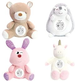 Stuffed Animal Plush Toys Doll Musical LED Projector Night Lamp Baby Bedtime Soothing Comfort Educational Gifts for Kids 231221