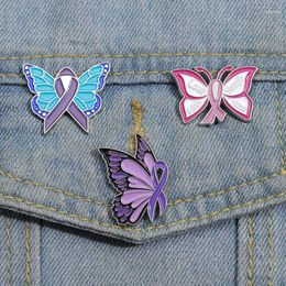 Brooches Butterfly Enamel Pin Custom Personalised Love Faith Strength Hope Against Violence Lapel Pins Jewellery Gift For Friends
