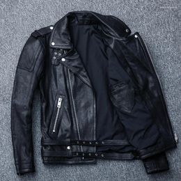 Men's Jackets European-Style Real Leather Clothes Jacket With Lapel Plant Old Youth Biker's Amekaji Wear American Casual Coat