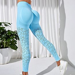 Women Seamless Leggings Hollow Out Gym Ladies High Waist Soild Color Push Up Tight Fitness Yoga Pants for Sport 231221