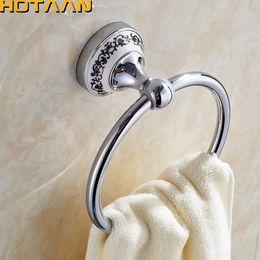 Vintage Style Bathroom Towel Ring Wall Mount Holder Rack Chrome Plate Stainless Steel Accessories With Ceramic 231221