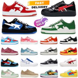 2024 new product star for men women sta designer sneakers black white pink baby blue camo green suede patent leather mens womens bapesstars outdoor sports trainers